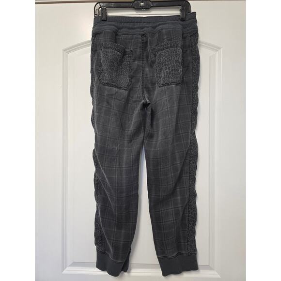 Anthropologie Nomad Joggers Gray Plaid Leopard Print Drawstring Women Size Small - Picture 6 of 6